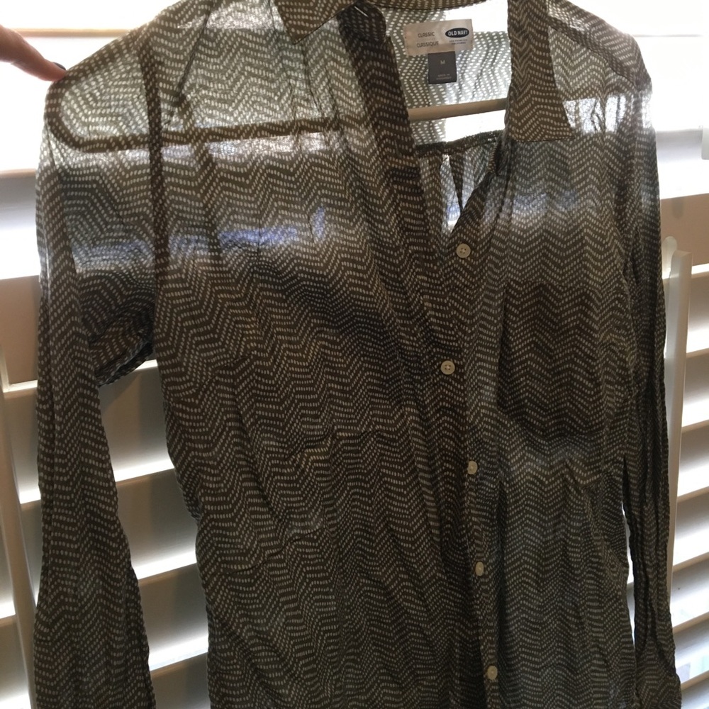 Olive Green Pattern Button Down